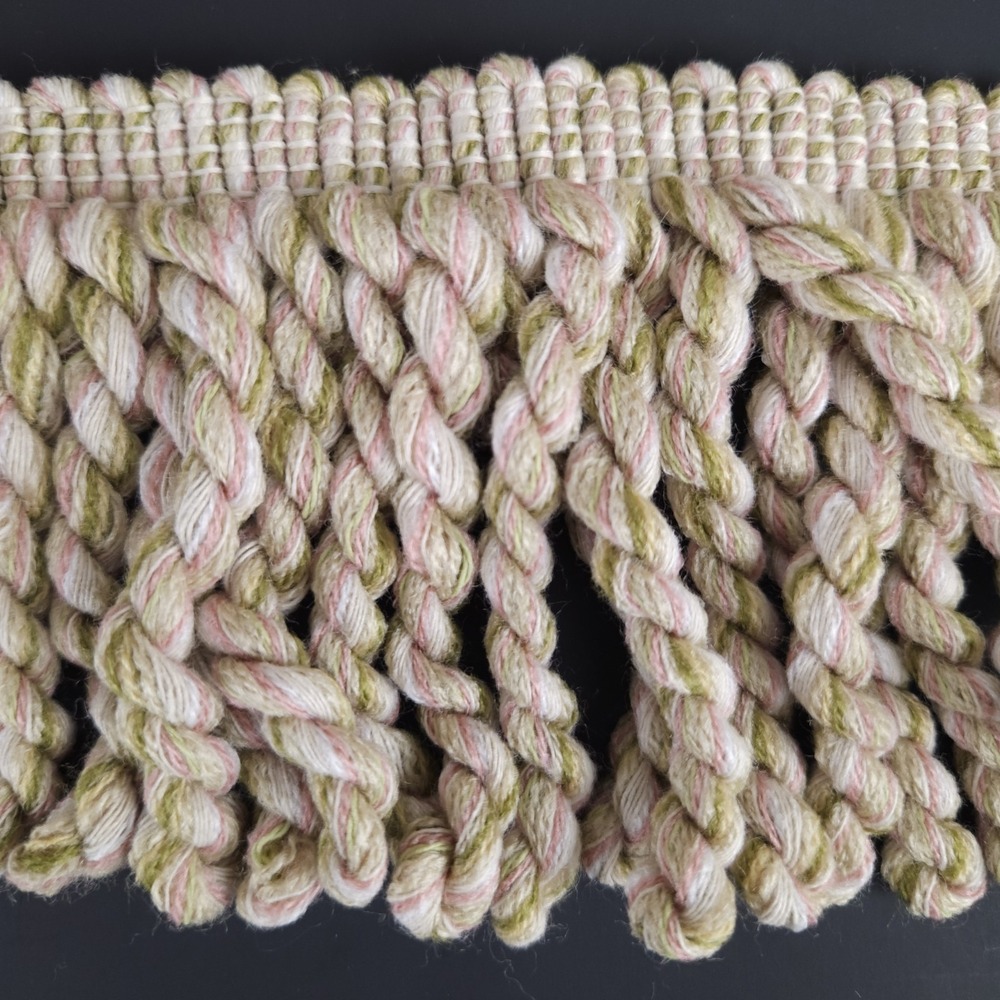 Decorative Loop Bullion Fringe 4" Pink Multi Upholstery Sofa Trim Shabby 12.5Yrd